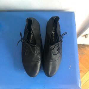 Jeffrey Campbell matte black leather lace-up flats